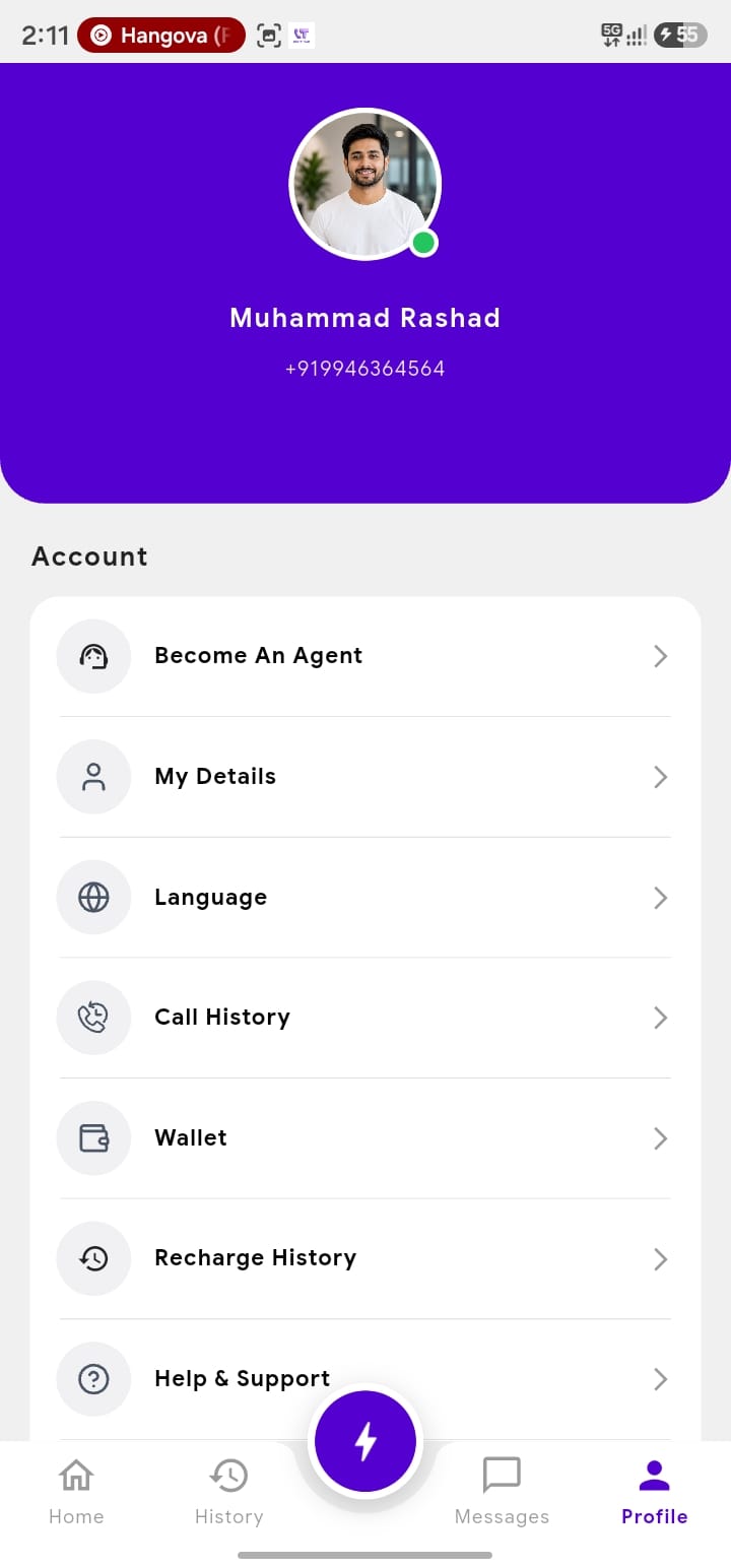 BestyTalk Profile screen screenshot